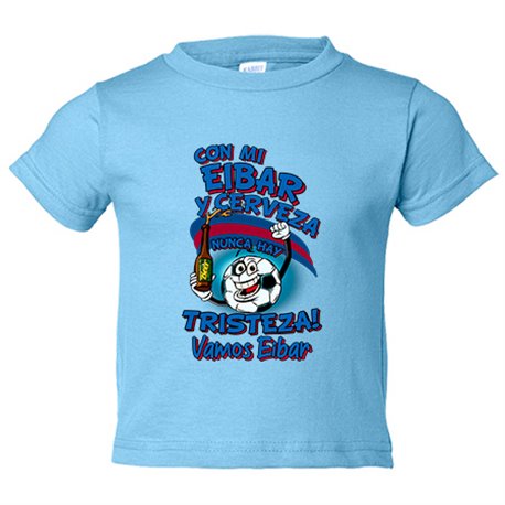 Camiseta bebé frase con mi Eibar y cerveza nunca hay tristeza para aficionado al fútbol