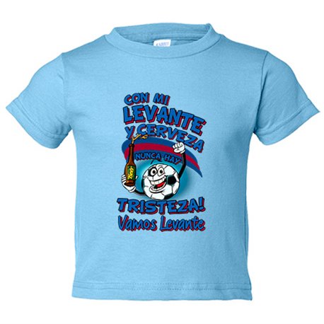 Camiseta bebé frase con mi Levante y cerveza nunca hay tristeza para aficionado al fútbol