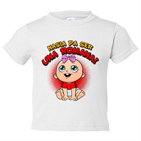 Camiseta bebé nacida para ser una Romana para aficionada al fútbol de Tarragona