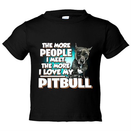 Camiseta niño I love my Pitbull negro raza perro