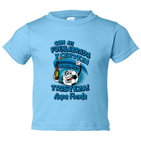 Camiseta bebé frase con mi Fuenlabrada y cerveza nunca hay tristeza Fuenla fútbol