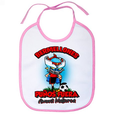 Babero frase Bermellones puños fuera parodia robot de los 80 para nostálgicos futboleros de Mallorca