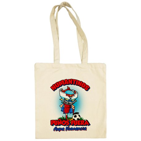 Bolsa de tela frase numantinos puños fuera parodia robot de los 80 para nostálgicos futboleros
