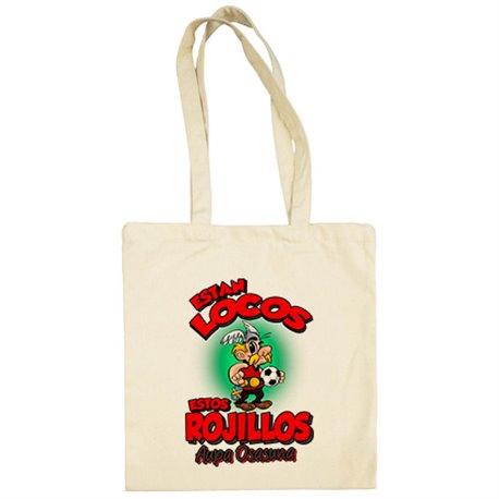 Bolsa de tela parodia de Asteris para rojillos aficionados al fútbol de Pamplona