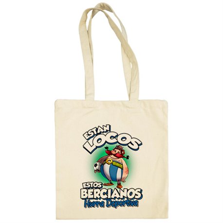 Bolsa de tela parodia de Obelis para bercianos aficionados al fútbol