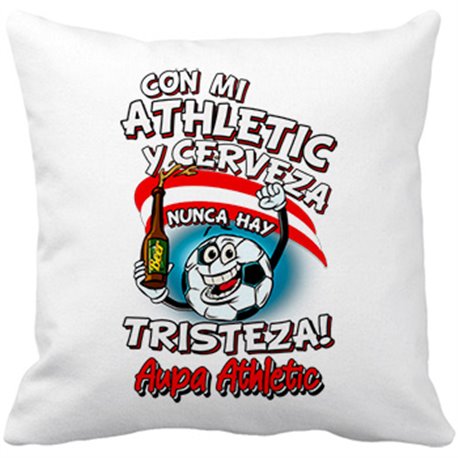 Cojín con relleno con mi Athletic y cerveza nunca hay tristeza para aficionado al fútbol