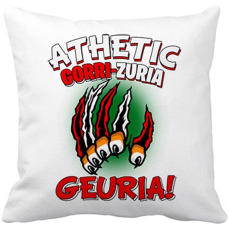 Cojín con relleno para futboleros del Athletic frase gorri zuria geuria