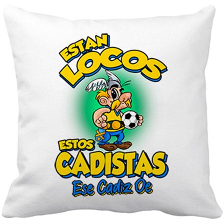 Cojín con relleno parodia de Asteris para aficionados al fútbol de Cádiz