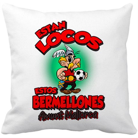 Cojín con relleno parodia de Asteris para aficionados al fútbol de Mallorca