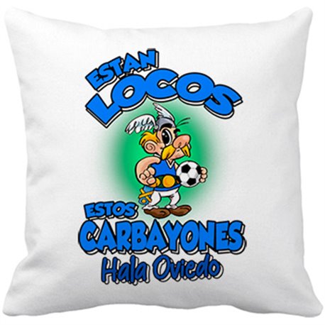 Cojín con relleno parodia de Asteris para aficionados al fútbol de Oviedo