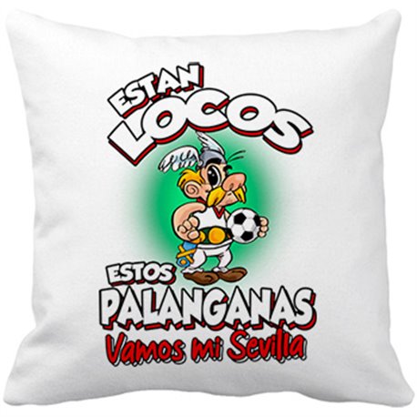 Cojín con relleno parodia de Asteris para aficionados al fútbol de Sevilla