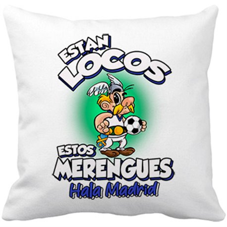 Cojín con relleno parodia de Asteris para merengues aficionados al fútbol del Madrid (DESACTIVAR)