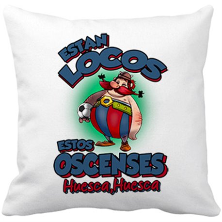 Cojín con relleno parodia de Obelis para aficionados al fútbol de Huesca