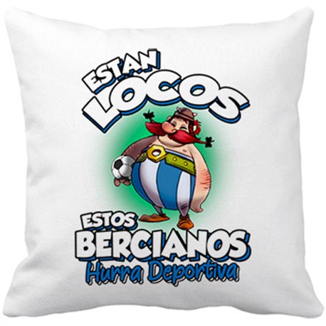 Cojín con relleno parodia de Obelis para bercianos aficionados al fútbol