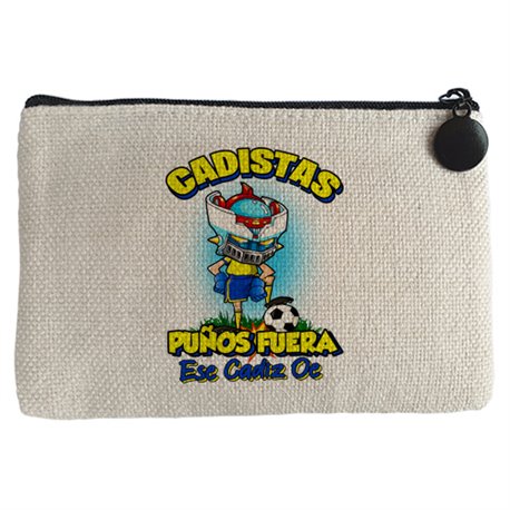 Monedero frase cadistas puños fuera parodia robot de los 80 para nostálgicos futboleros de Cádiz