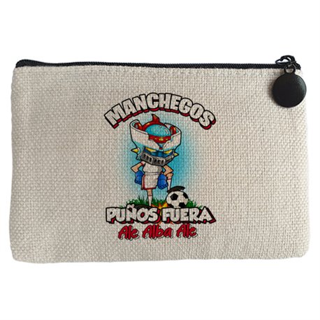 Monedero frase manchegos puños fuera parodia robot de los 80 para nostálgicos futboleros de Albacete