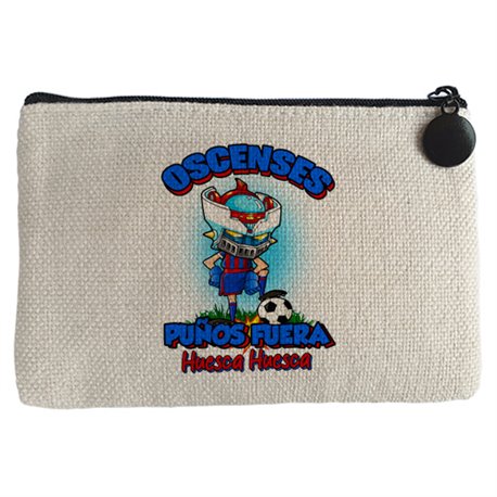 Monedero frase oscenses puños fuera parodia robot de los 80 para nostálgicos futboleros de Huesca