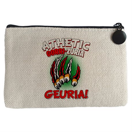 Monedero para futboleros del Athletic frase gorri zuria geuria (en negro y gris sobretodo)