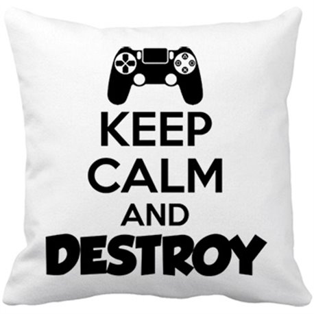 Cojín con relleno para gamers de la play frase Keep Calm And Destroy