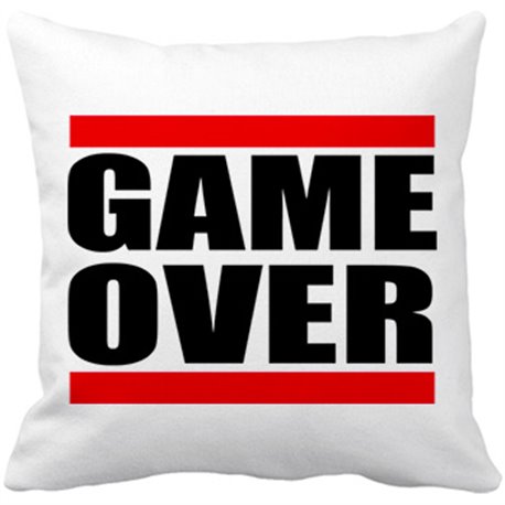 Cojín con relleno para gamers frase fin del juego Game Over