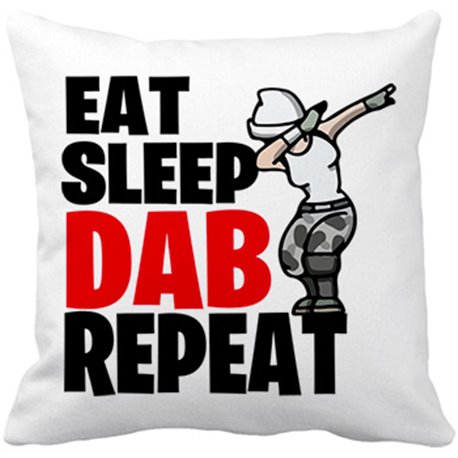 Cojín con relleno parodia pose baile gamer frase eat sleep Dab repeat