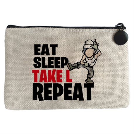 Monedero parodia pose baile gamer frase eat sleep Take L repeat