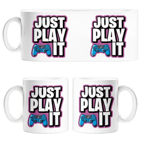 Taza frase just play it para gamers