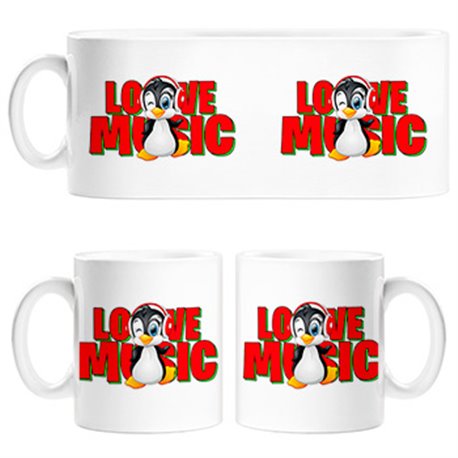 Taza Love Music pinguino