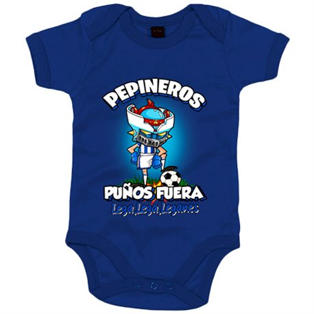 Body bebé frase pepineros puños fuera parodia robot de los 80 para nostálgicos futboleros de Leganés