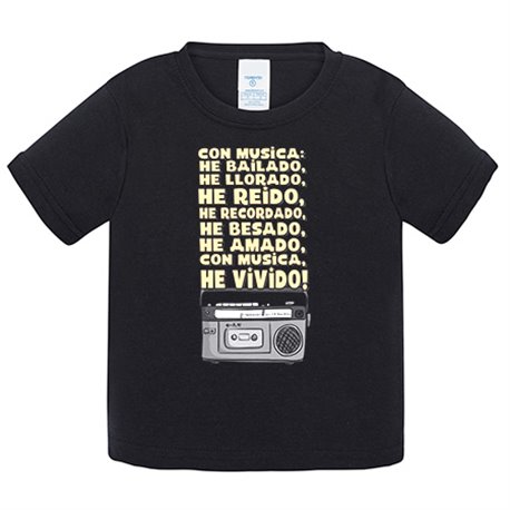 Camiseta bebé Con música he bailado llorado reido he vivido