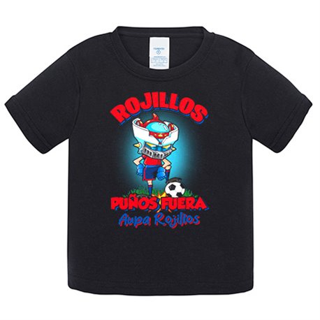 Camiseta bebé frase rojillos puños fuera parodia robot de los 80 para nostálgicos futboleros