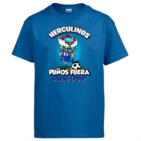 Camiseta frase Herculinos puños fuera parodia robot de los 80 para nostálgicos futboleros del Depor