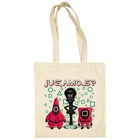 Bolsa de tela parodia divertida del calamar crossover con el lider enmascarado jugamos