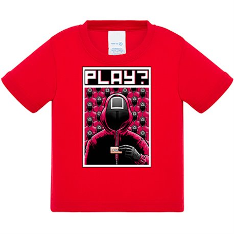 Camiseta bebé parodia del calamar ilustración con frase de la invitación de la tarjeta para jugar