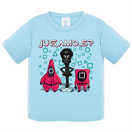 Camiseta bebé parodia divertida del calamar crossover con el lider enmascarado jugamos