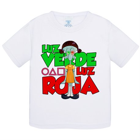 Camiseta bebé parodia divertida del calamar frase luz verde luz roja