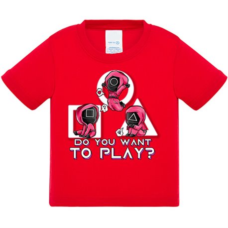 Camiseta bebé quieres jugar parodia kawaii divertida del calamar