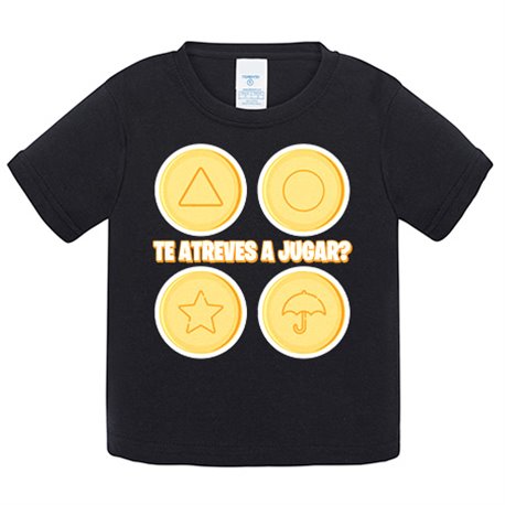 Camiseta bebé te atreves a jugar frase parodia del juego de las galletas del calamar