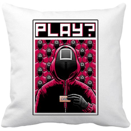 Cojín con relleno parodia del calamar ilustración con frase de la invitación de la tarjeta para jugar