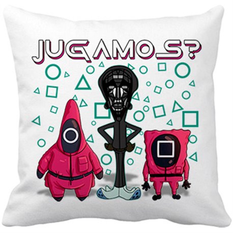 Cojín con relleno parodia divertida del calamar crossover con el lider enmascarado jugamos