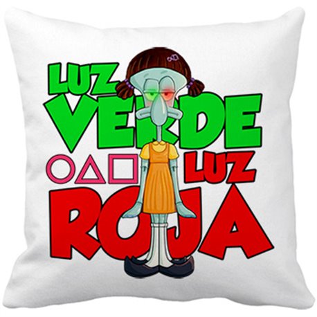 Cojín con relleno parodia divertida del calamar frase luz verde luz roja