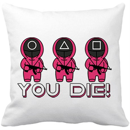 Cojín con relleno parodia muñequitos del calamar