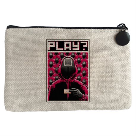 Monedero parodia del calamar ilustración con frase de la invitación de la tarjeta para jugar