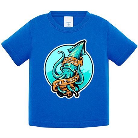 Camiseta bebé parodia de un calamar frase jugamos