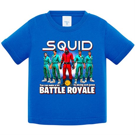 Camiseta bebé parodia del calamar frase puedes hacer mucho dinero jugando a un battle royale