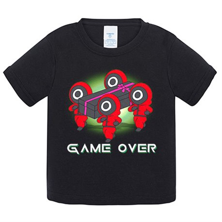 Camiseta bebé parodia divertida del juego del calamar game over
