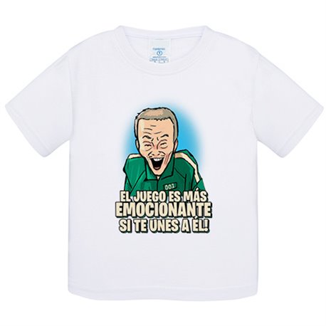 Camiseta bebé parodia ilustración del viejo del calamar frase el juego es más emocionante si te unes