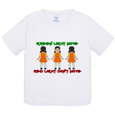 Camiseta bebé parodia del calamar green light red light dont move