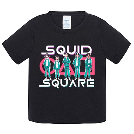 Camiseta bebé parodia del calamar squid square