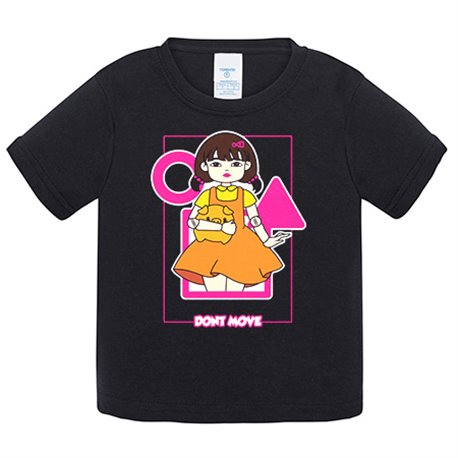 Camiseta bebé parodia muñeca del calamar juego luz verde luz roja